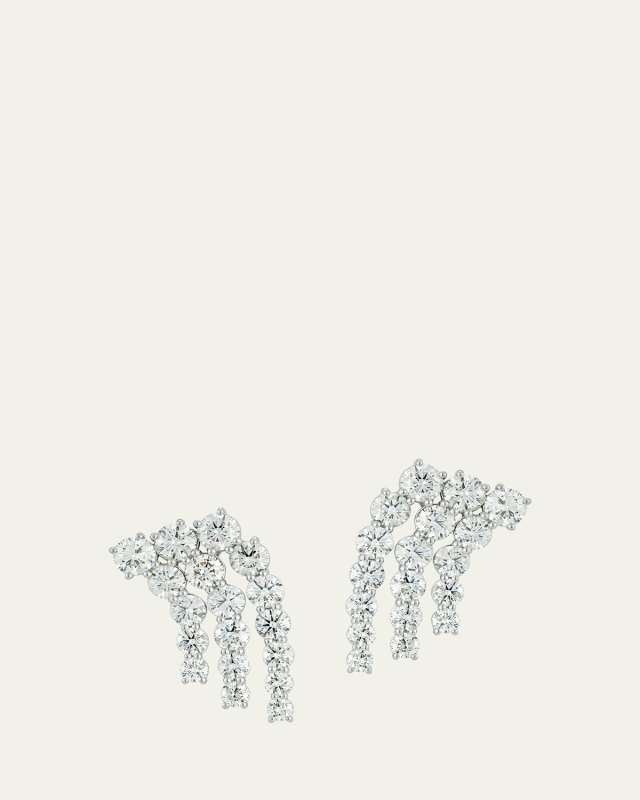 White Gold Connexion Graduating Triple Row Diamond Studs